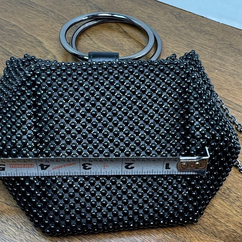 Jessica McClintock Gwen Ball Metal Mesh Ring Clutch Shoulder Dance Occasion Bag